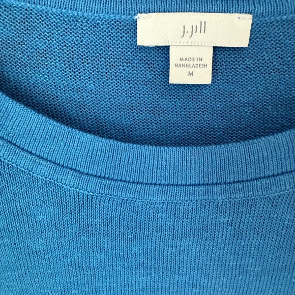 NWOT J.Jill Blue Crew Neck Linen-Cotton Blend Sweater SZ M - Picture 2 of 13